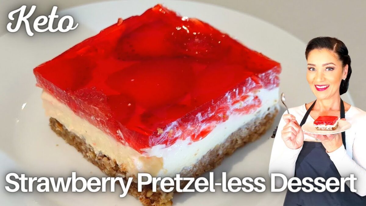 Keto Strawberry Pretzel Dessert Brown Butter Pecan Crust Cool Keto